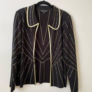 Ming Wang Jacket M Black Yellow White Embellished Blazer